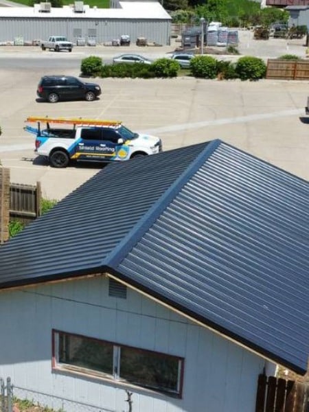 building with a metal roof