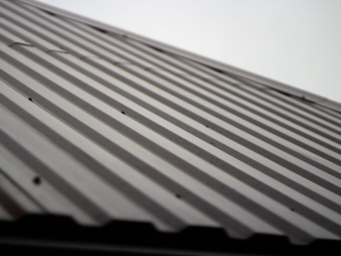 closeup of corrugated metal roofing