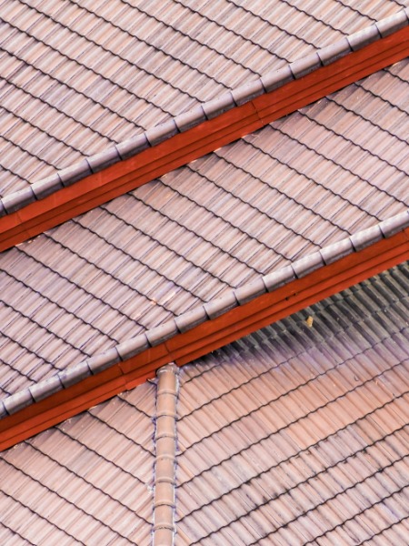 overhead view of tile roofing