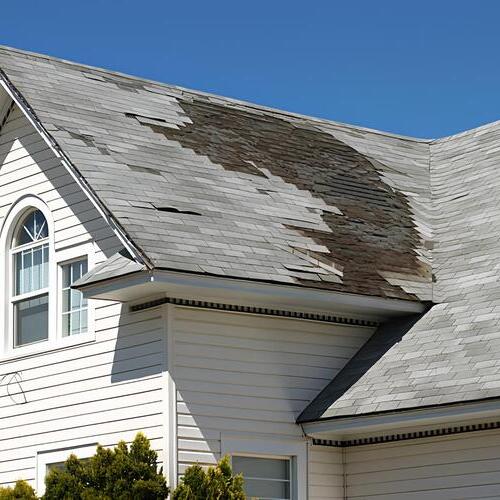 a roof with severe damage
