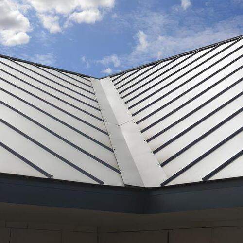 overhead view of a standing seam metal roof