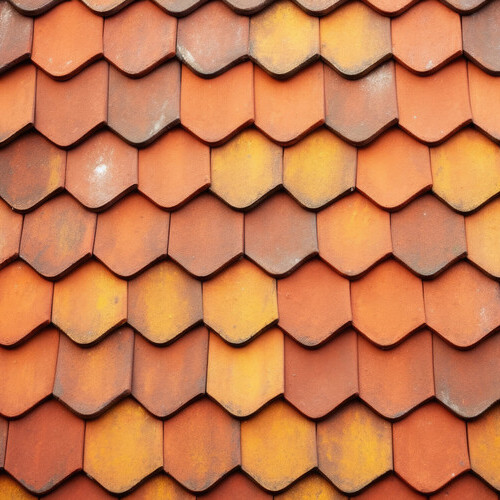 closeup of tile roofing